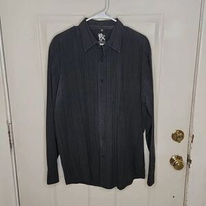 PX custom rags black stripes long sleeve dress shirt men's XL